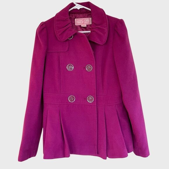 Pink Envelope Women’s Medium Double Breasted Pea Coat Wool Jacket - Picture 2 of 9